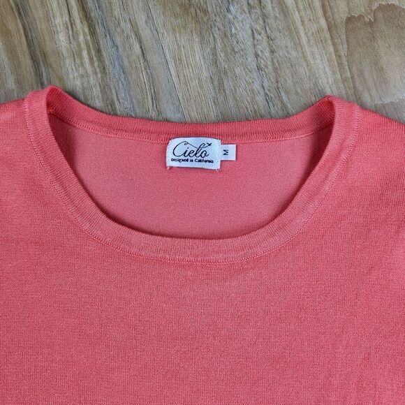 🔸️Cielo Coral Retro Style Short Sleeve Sweater Medium - Picture 4 of 9